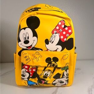 Disney Yellow Mickey & Minnie Kids Backpack with Red Bow Accents